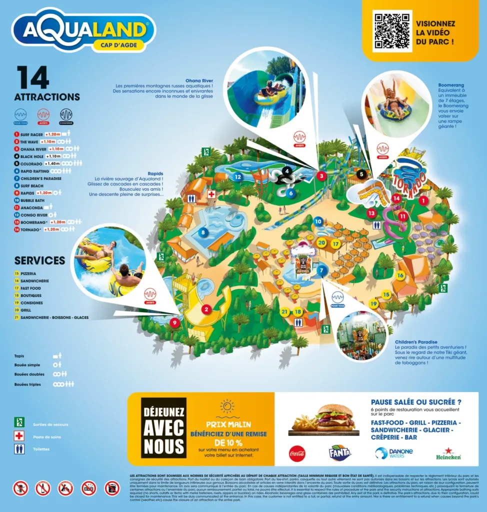 Plan du parc Aqualand Cap D'Agde