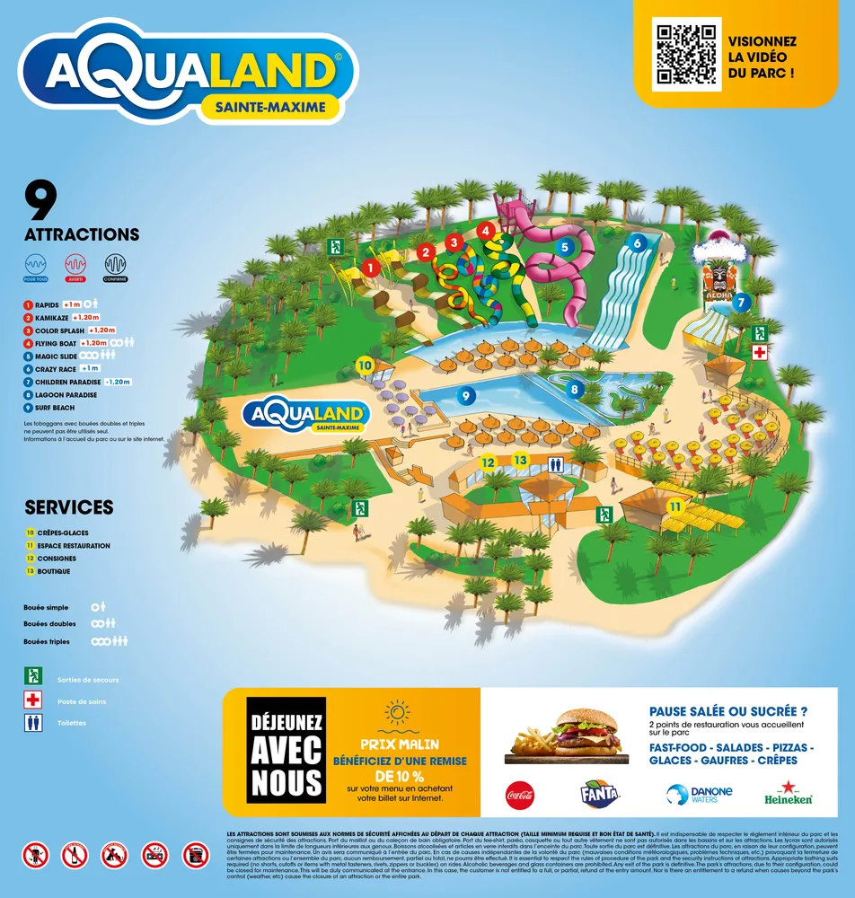 Plan du parc Aqualand Sainte Maxime